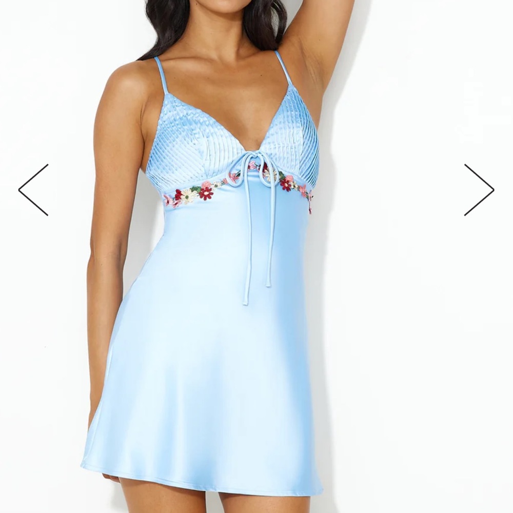 SILKINESS SATIN MINI DRESS BLUE